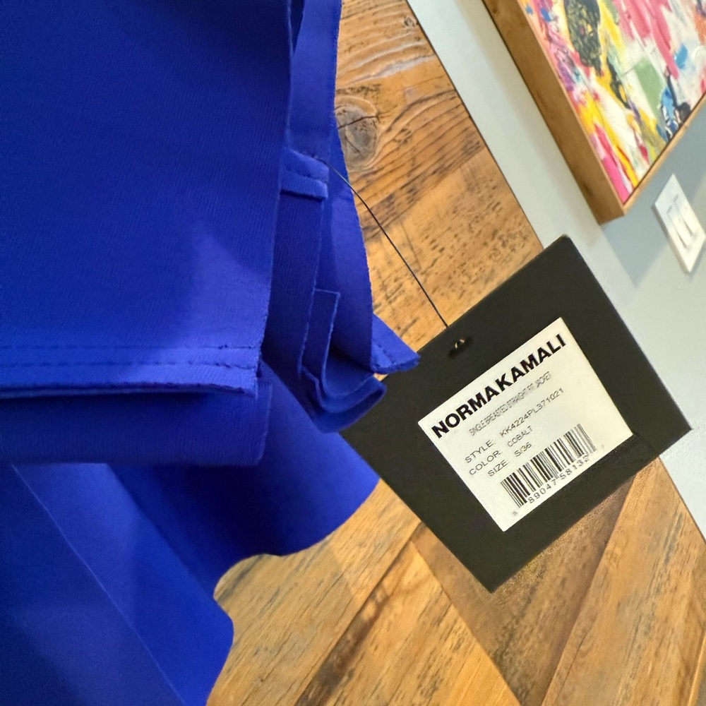 Norma Kamali Single Breasted Straight Fit Jacket in Cobalt - Picture 2 of 14